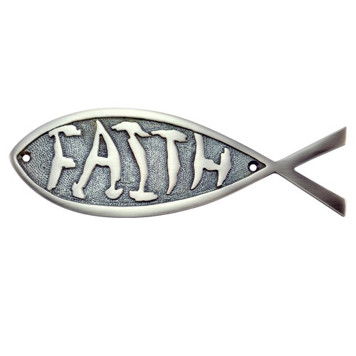 "Faith" Brass Fish Door Sign 